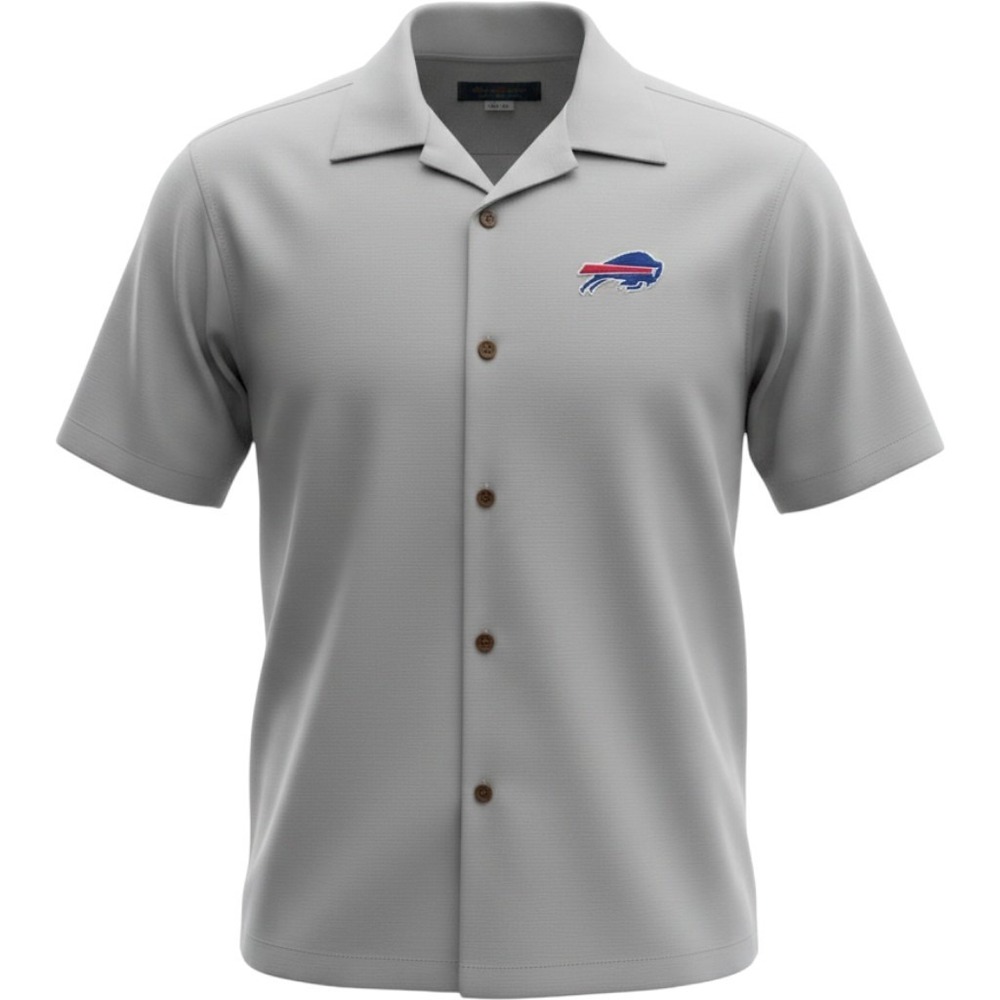 Tommy Bahama Buffalo Bills NFL Coconut Point Grey Camp Shirt Mens Medium Floral - Picture 1 of 9